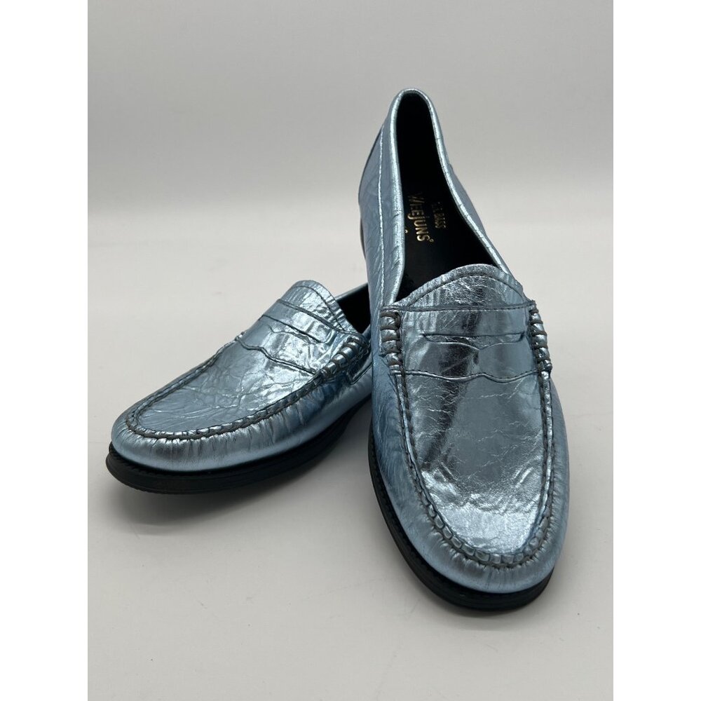 G.H. Bass Weejuns Originals Women's Wrinkled Metallic Blue Penny Loafers Size 6M